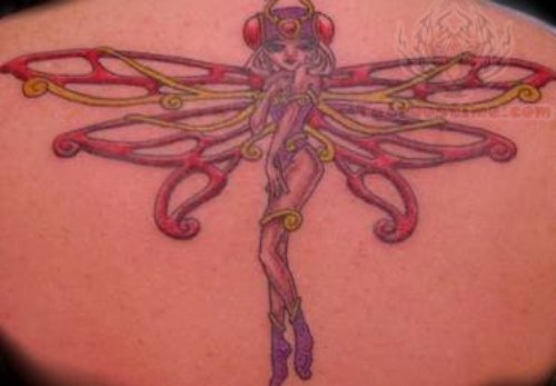 Dragonfly Girl Tattoo On Lower Back